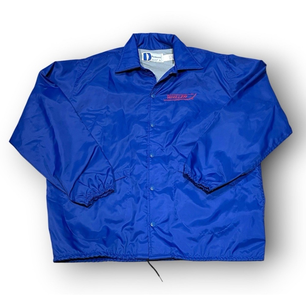 Vintage 80s Dunbrooke Pla-Jac Boston Whaler Coach Jacket Blue Nylon L NOS New